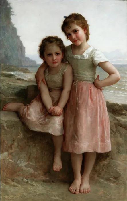 Framed Print : On the Shore (Two Sisters), 1896. Creator: William-Adolphe Bouguereau Framed Print : On the Shore (Two Sisters), 1896. Creator: William-Adolphe Bouguereau