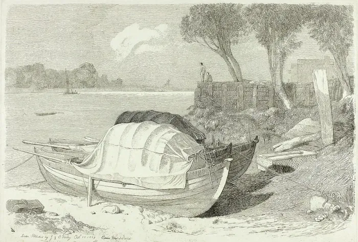 Framed Print : Shored Boats, October 16, 1809. Creator: Cornelius Varley Framed Print : Shored Boats, October 16, 1809. Creator: Cornelius Varley