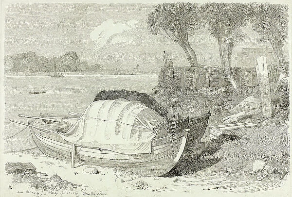 Shored Boats, October 16, 1809. Creator: Cornelius Varley