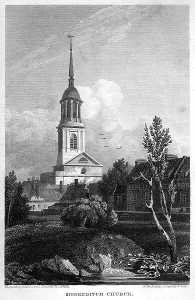 Shoreditch Church, London, 1815. Artist: Matthews