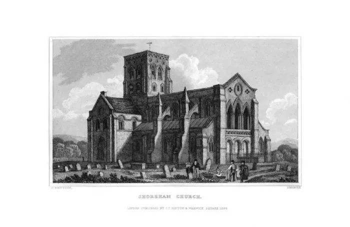 Framed Print : Shoreham Church, West Sussex, 1829. Artist: J Rogers Framed Print : Shoreham Church, West Sussex, 1829. Artist: J Rogers