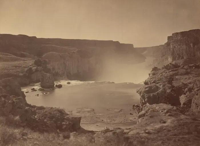 Framed Print : Shoshone Falls, Snake River, Idaho, 1874. Creator: Tim O Sullivan Framed Print : Shoshone Falls, Snake River, Idaho, 1874. Creator: Tim O Sullivan