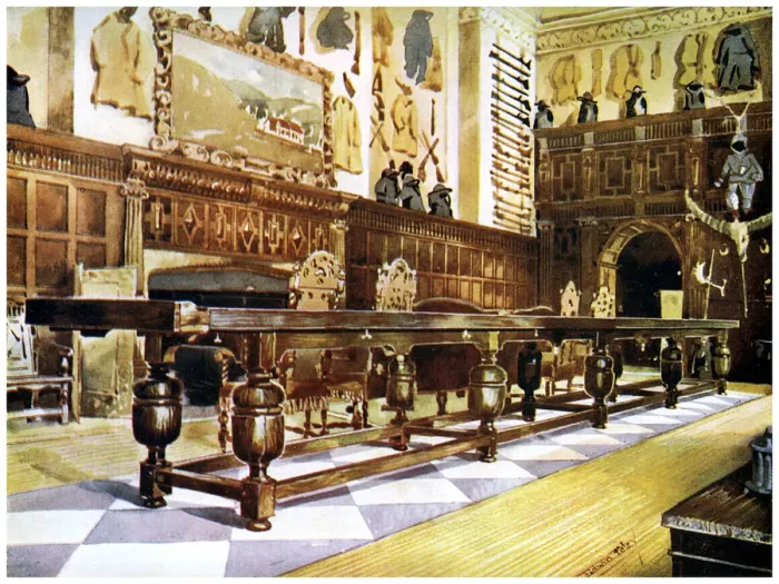 Framed Print : Shovelboard table in the hall of Littlecote, 1910. Artist: Edwin Foley Framed Print : Shovelboard table in the hall of Littlecote, 1910. Artist: Edwin Foley