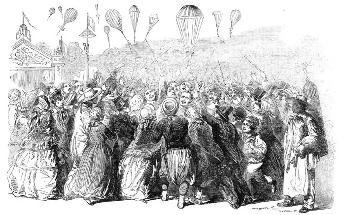 Framed Print : Shower of Bon-Bons on the Esplanade of the Invalides, 1856. Creator: Unknown Framed Print : Shower of Bon-Bons on the Esplanade of the Invalides, 1856. Creator: Unknown