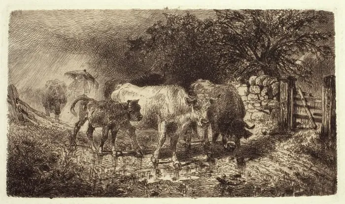 Framed Print : Showery Weather, c1860-1900. Creator: Peter Moran Framed Print : Showery Weather, c1860-1900. Creator: Peter Moran