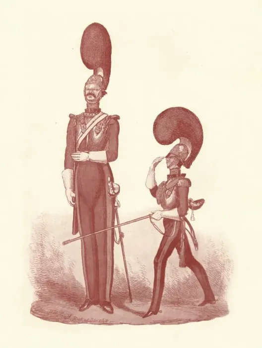 Framed Print : Showing the Difference Between The Man and the Officer, 1830-1840, (1909). Artist: William Heath Framed Print : Showing the Difference Between The Man and the Officer, 1830-1840, (1909). Artist: William Heath