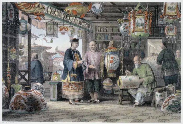 Framed Print : Showroom of a Lantern Merchant in Peking, China, 1843. Artist: Thomas Allom Framed Print : Showroom of a Lantern Merchant in Peking, China, 1843. Artist: Thomas Allom