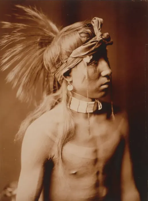 Framed Print : Shows As He Goes, half-length portrait, c1905. Creator: Edward Sheriff Curtis Framed Print : Shows As He Goes, half-length portrait, c1905. Creator: Edward Sheriff Curtis