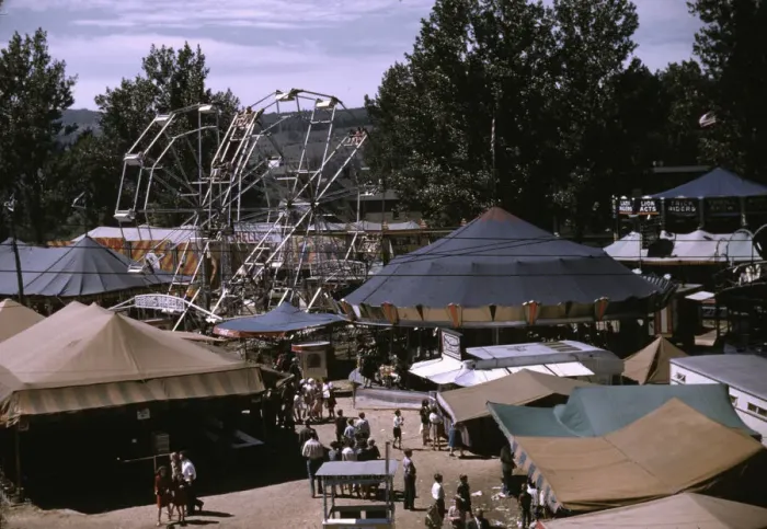 Framed Print : Side shows at the Vermont state fair, Rutland, 1941. Creator: Jack Delano Framed Print : Side shows at the Vermont state fair, Rutland, 1941. Creator: Jack Delano