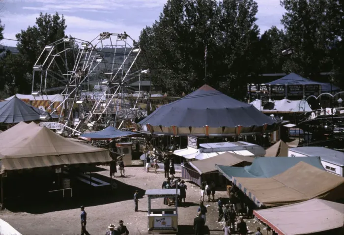 Framed Print : Side shows at the Vermont state fair, Rutland, 1941. Creator: Jack Delano Framed Print : Side shows at the Vermont state fair, Rutland, 1941. Creator: Jack Delano