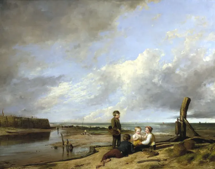 Framed Print : Shrimp boys at Cromer, 1815. Artist: William Collins Framed Print : Shrimp boys at Cromer, 1815. Artist: William Collins