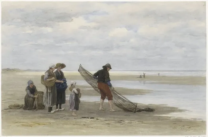 Framed Print : Shrimp fisherman on the beach, 1847-1892. Creator: Philip Lodewijk Jacob Frederik Sadee Framed Print : Shrimp fisherman on the beach, 1847-1892. Creator: Philip Lodewijk Jacob Frederik Sadee