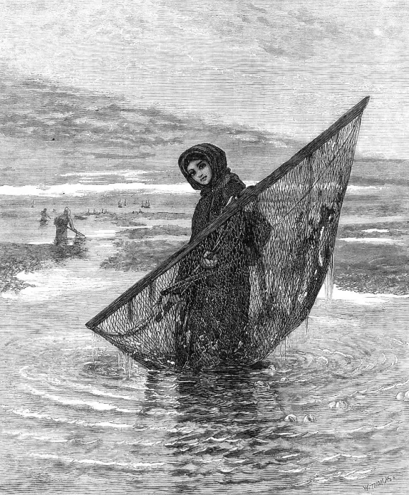 Framed Print : A Shrimper, by L. Smythe, in the winter exhibition at the French Gallery, Pall-Mall, 1868. Creator: W Thomas Framed Print : A Shrimper, by L. Smythe, in the winter exhibition at the French Gallery, Pall-Mall, 1868. Creator: W Thomas