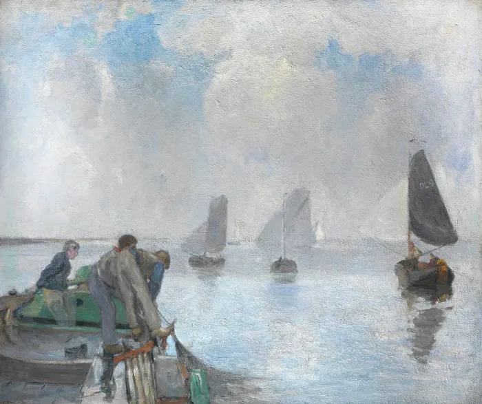 Framed Print : Shrimpers on the Lower Scheldt, 1904. Creator: Richard Baseleer Framed Print : Shrimpers on the Lower Scheldt, 1904. Creator: Richard Baseleer