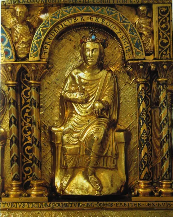 Framed Print : The Shrine of Charlemagne, Detail: Frederick II, Holy Roman Emperor, 1215. Artist: West European Applied Art Framed Print : The Shrine of Charlemagne, Detail: Frederick II, Holy Roman Emperor, 1215. Artist: West European Applied Art