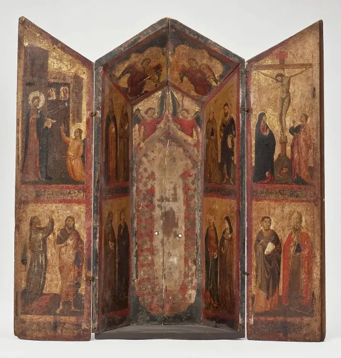 Framed Print : Shrine with the Crucifixion, Saints and Angels. Creator: Taddeo Gaddi Framed Print : Shrine with the Crucifixion, Saints and Angels. Creator: Taddeo Gaddi