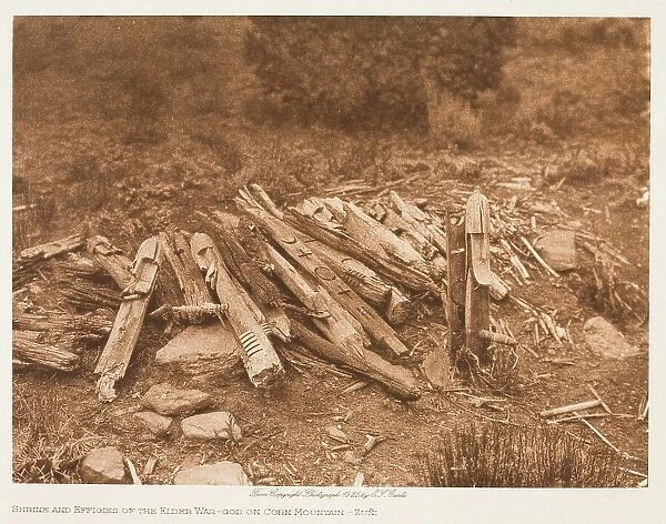 Shrine and Effigies of the Elder War-God on Corn Mountain-Zuni, 1925. Creator: Edward Sheriff Curtis