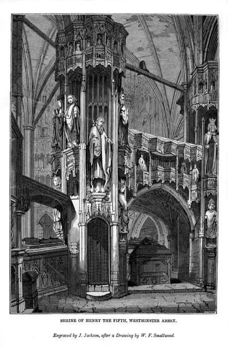 Framed Print : Shrine of Henry V, Westminster Abbey, 1843. Artist: J Jackson Framed Print : Shrine of Henry V, Westminster Abbey, 1843. Artist: J Jackson