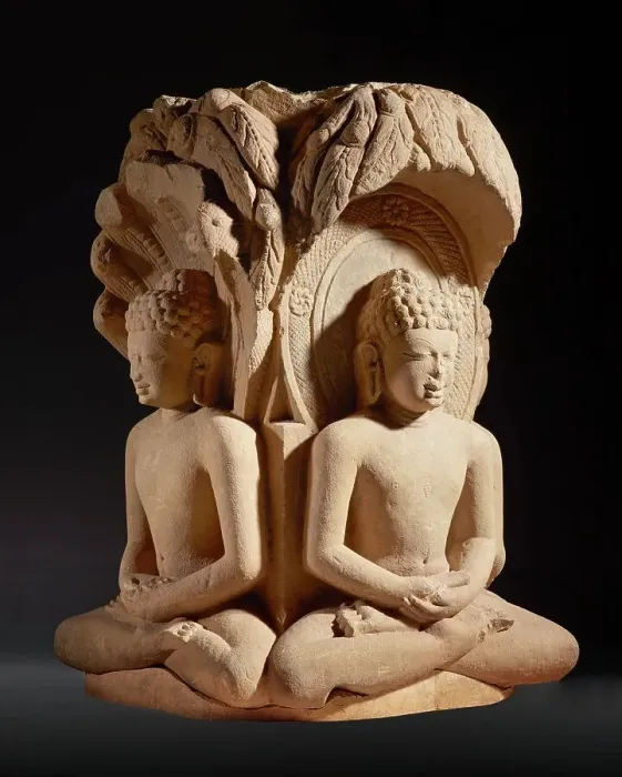 Framed Print : Shrine with Four Jinas (Rishabhanatha [Adinatha]), Parshvanatha, Neminatha, and Mahavira), c.600. Creator: Unknown