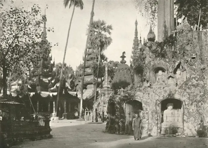 Framed Print : Shrines at the Shwe Dagon Pagoda, Rangoon, 1900. Creator: Unknown Framed Print : Shrines at the Shwe Dagon Pagoda, Rangoon, 1900. Creator: Unknown