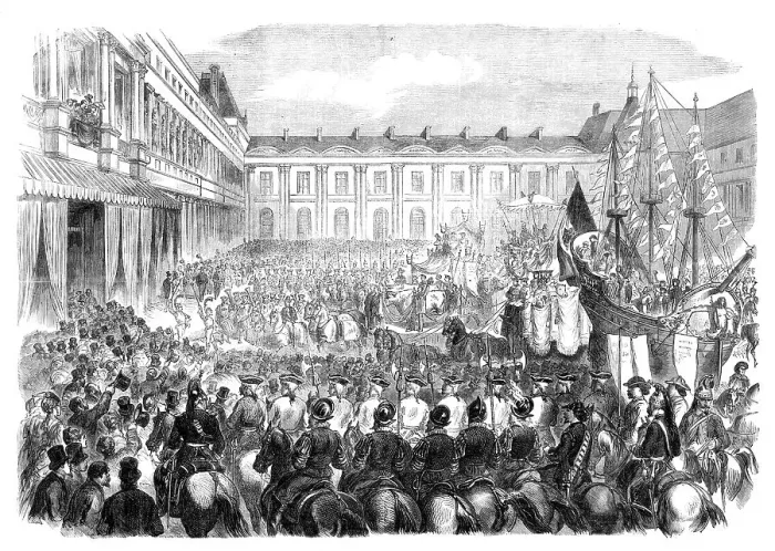 Framed Print : Shrove Tuesday procession of the Fat Ox at the Tuileries, Paris, 1870. Creator: Unknown Framed Print : Shrove Tuesday procession of the Fat Ox at the Tuileries, Paris, 1870. Creator: Unknown