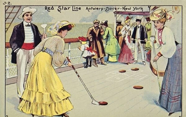 Shuffleboard on board a Red Star Line passenger ship, 1907. Creator: Unknown