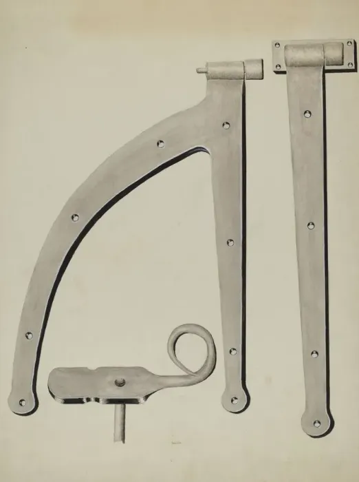 Framed Print : Shutter Hinge and Fastener, c. 1936. Creator: James M. Lawson Framed Print : Shutter Hinge and Fastener, c. 1936. Creator: James M. Lawson