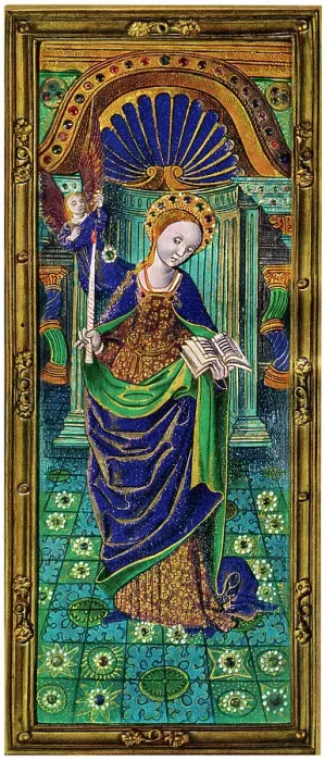 Framed Print : Shutter of a triptych, champleve enamel on copper, 16th century, (1931) Framed Print : Shutter of a triptych, champleve enamel on copper, 16th century, (1931)