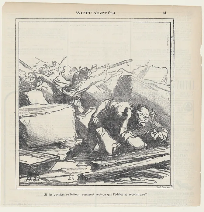 Framed Print : Si les ouvriers se battent, comment veut-on que l'edifice se reconstruise?, 1872 Framed Print : Si les ouvriers se battent, comment veut-on que l'edifice se reconstruise?, 1872