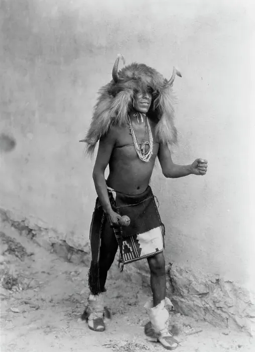 Framed Print : Sia buffalo dancer. Full-length, standing, facing right, c1926. Creator: Edward Sheriff Curtis Framed Print : Sia buffalo dancer. Full-length, standing, facing right, c1926. Creator: Edward Sheriff Curtis