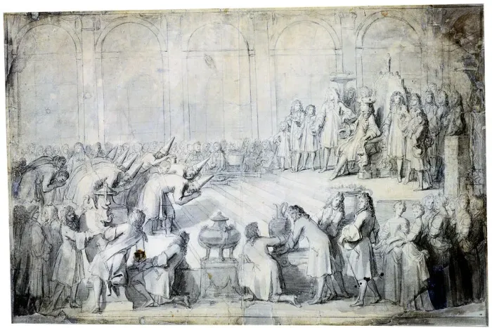 Framed Print : The Siamese Ambassadors before the King, 1686. Artist: Charles le Brun Framed Print : The Siamese Ambassadors before the King, 1686. Artist: Charles le Brun