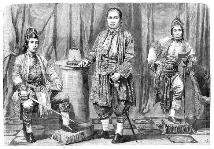 Framed Print : The Siamese Ambassadors - from photographs by Mayall, 1857. Creator: Smyth Framed Print : The Siamese Ambassadors - from photographs by Mayall, 1857. Creator: Smyth