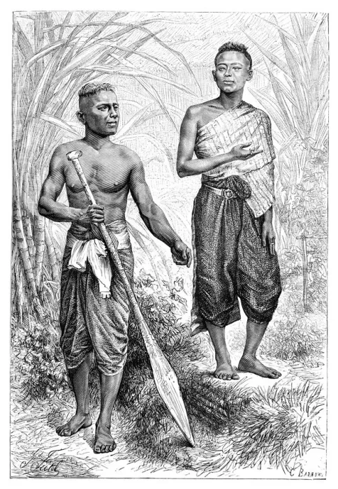 Framed Print : Siamese youths, 1895. Artist: Charles Barbant Framed Print : Siamese youths, 1895. Artist: Charles Barbant