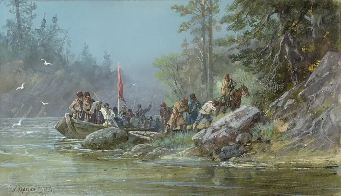 Framed Print : Siberian Cossacks Exploring New Lands, 19th century. Creator: Nikolay Nikolaevich Karazin Framed Print : Siberian Cossacks Exploring New Lands, 19th century. Creator: Nikolay Nikolaevich Karazin