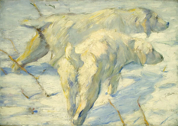 Siberian Dogs in the Snow. Artist: Marc, Franz (1880-1916)