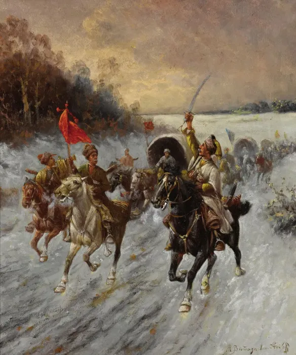Framed Print : The Siberian gold convoy, 1900s-1910s. Artist: Baumgartner-Stoiloff, Adolf (1850-1924) Framed Print : The Siberian gold convoy, 1900s-1910s. Artist: Baumgartner-Stoiloff, Adolf (1850-1924)