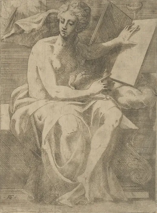 Framed Print : A Sibyl, 1540-45. Creator: Antonio Fantuzzi Framed Print : A Sibyl, 1540-45. Creator: Antonio Fantuzzi