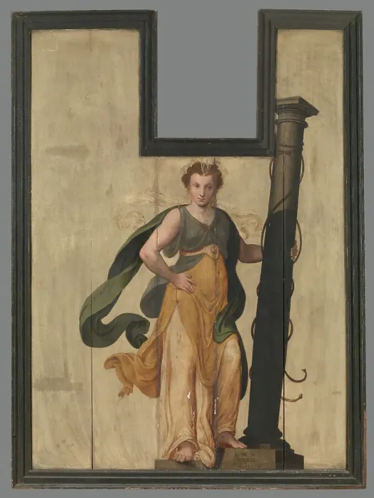 Framed Print : Sibyl with Column, 1565. Creator: Lambert van Noort Framed Print : Sibyl with Column, 1565. Creator: Lambert van Noort