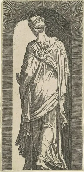 Framed Print : Sibyl Seen from the Back, Looking Downward to the Left, c. 1550. Creator: Lambert Suavius Framed Print : Sibyl Seen from the Back, Looking Downward to the Left, c. 1550. Creator: Lambert Suavius