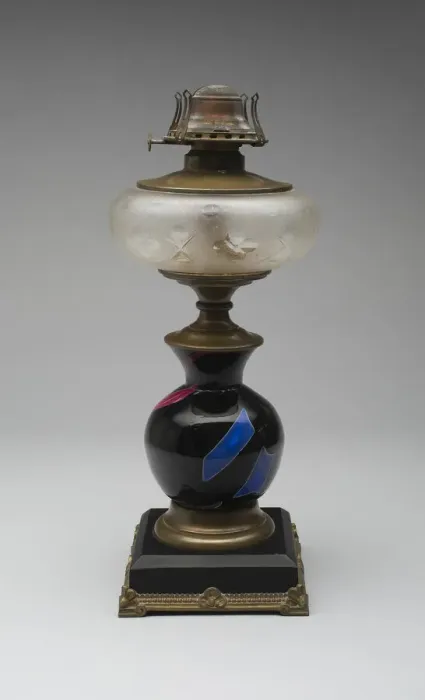 Framed Print : Sicilian Glass Lamp, c. 1878. Creator: Mount Washington Glass Company Framed Print : Sicilian Glass Lamp, c. 1878. Creator: Mount Washington Glass Company