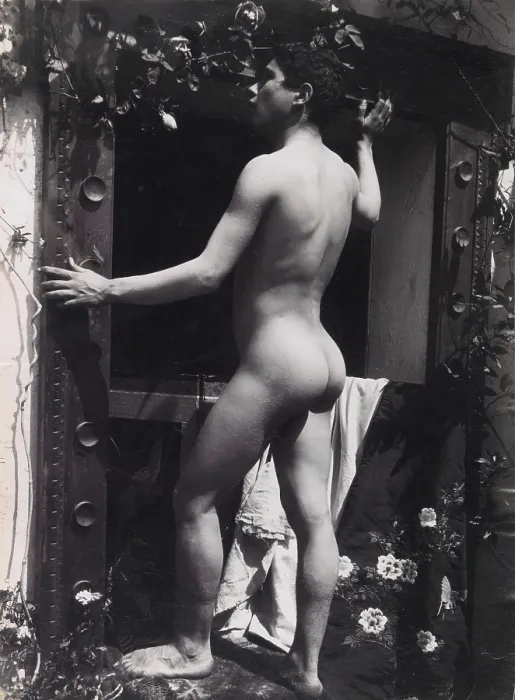 Framed Print : A Sicilian male, posing naked outdoors, by a doorway, c1900. Creator: Guglielmo Pluschow Framed Print : A Sicilian male, posing naked outdoors, by a doorway, c1900. Creator: Guglielmo Pluschow