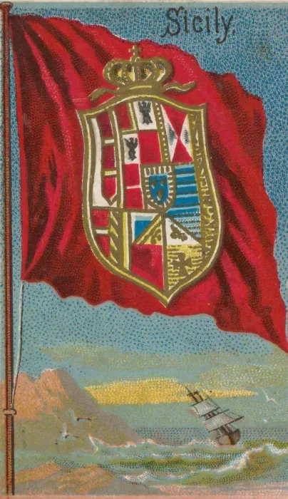 Framed Print : Sicily, from Flags of All Nations, Series 2 (N10) for Allen & Framed Print : Sicily, from Flags of All Nations, Series 2 (N10) for Allen &