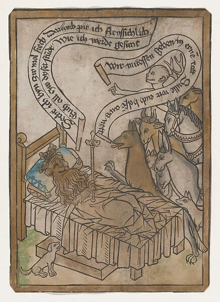 The Sick Lion Summons the Animals to His Bedside, from the Sick Lion blockbook, 2nd ed