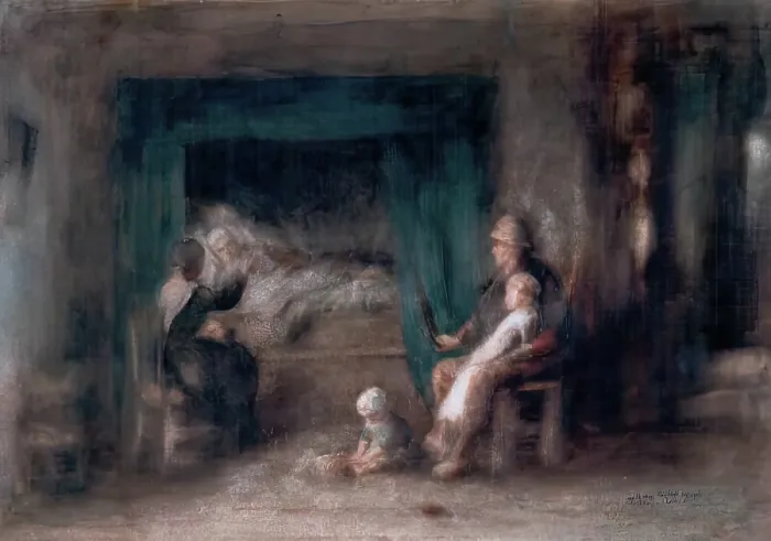 Framed Print : The Sick Mother, c1869. Creator: Jozef Israels Framed Print : The Sick Mother, c1869. Creator: Jozef Israels