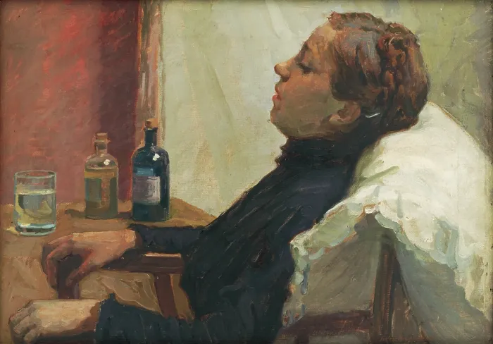Framed Print : Sick Woman, 1912. Creator: Elemir Halasz-Hradil Framed Print : Sick Woman, 1912. Creator: Elemir Halasz-Hradil
