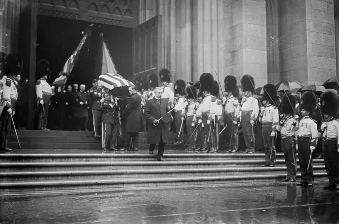 Framed Print : Sickles coffin carried from Cathedral, 1914. Creator: Bain News Service Framed Print : Sickles coffin carried from Cathedral, 1914. Creator: Bain News Service