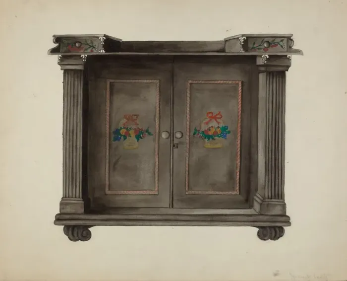 Framed Print : Sideboard, 1935 / 1942. Creator: Juanita Lantz Framed Print : Sideboard, 1935 / 1942. Creator: Juanita Lantz