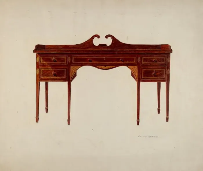 Framed Print : Sideboard (Hepplewhite), 1935 / 1942. Creator: Charles Bowman Framed Print : Sideboard (Hepplewhite), 1935 / 1942. Creator: Charles Bowman