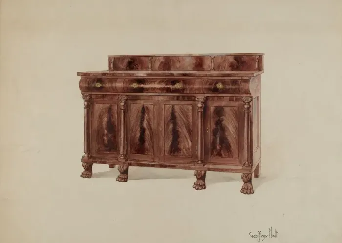 Framed Print : Sideboard, Mahogany, 1937. Creator: Geoffrey Holt Framed Print : Sideboard, Mahogany, 1937. Creator: Geoffrey Holt