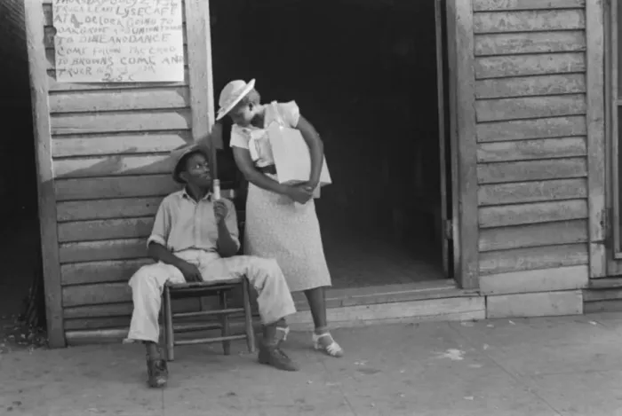 Framed Print : Sidewalk scene, Alabama, 1936. Creator: Walker Evans Framed Print : Sidewalk scene, Alabama, 1936. Creator: Walker Evans
